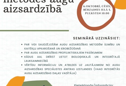 Bezmaksas seminārs "Vidi saudzējošas metodes augu aizsardzībā"