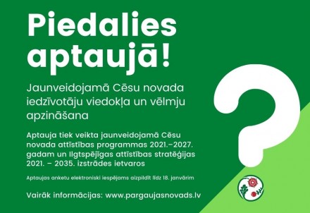 Aicina iedzīvotājus izteikt viedokli, piedaloties aptaujā
