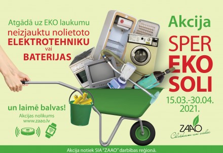Notiks nolietotās elektrotehnikas un bateriju vākšanas akcija “Sper EKO soli”