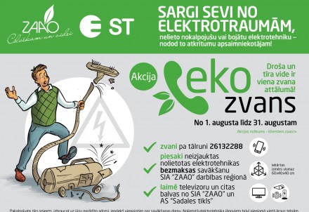 Akcijā “EKO ZVANS” aicina bez maksas nodot nolietotu elektrotehniku, vērš uzmanību uz elektrodrošību
