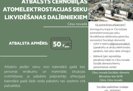 Atbalsts Černobiļas atomelektrostacijas seku likvidēšanas dalībniekiem