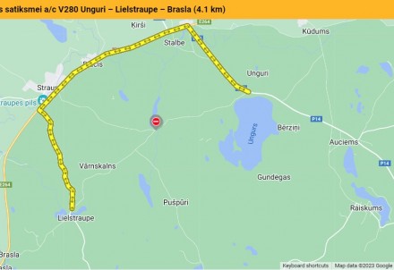 Applūdis un slēgts satiksmei autoceļš Unguri – Lielstraupe – Brasla