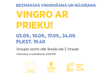 Bezmaksas vingrošana un nūjošana septembrī