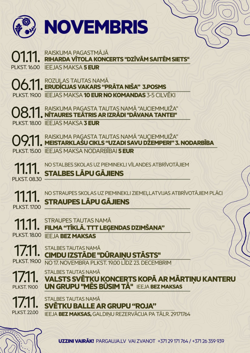 Pārgaujas apvienības pasākumi novembrī